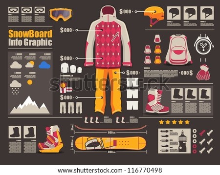 creative winter sport info graphic, snowboarding elements,
