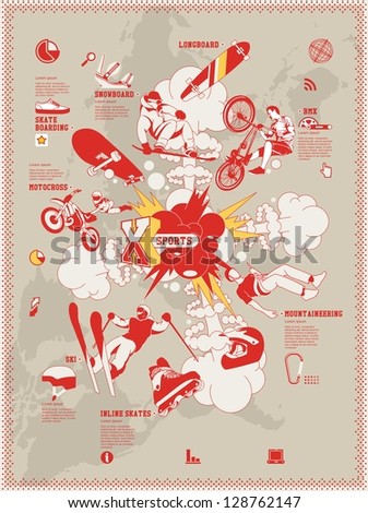 extreme sports info graphic elements,vector sport background