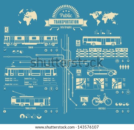 Public Transportation Info Graphic,City, Vector Background,