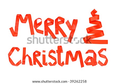 Merry Christmas Word From Ribbon Stock Photo 39262258 : Shutterstock