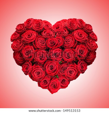red rose heart on pink background