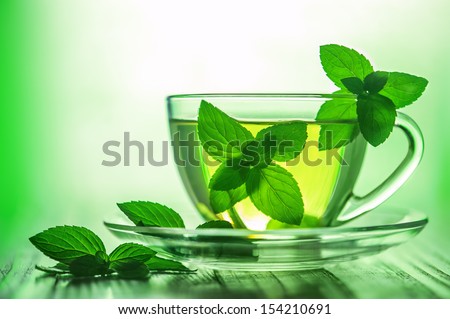 mint tea with fresh mint leaves