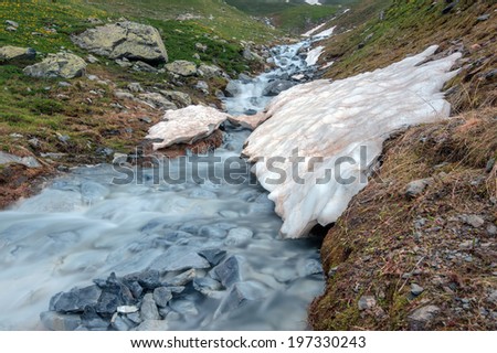 river on mountain in spring time