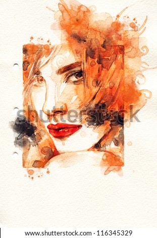 Woman face Hand painted fashion illustration Woman face Hand painted fashion illustration