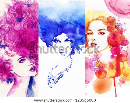 Woman face Hand painted fashion illustration Woman face Hand painted fashion illustration