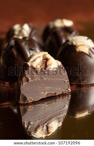 Luxury handmade black chocolate candy with stick