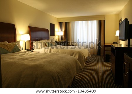 Modern Hotel Suite With Lights On