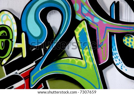 stock photo Detail of a colorful Graffiti with the number 2