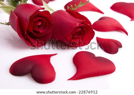 اجمل الصور لحبيبتنا الأدمن اهداء خاص  Stock-photo-two-beautiful-red-roses-with-hearts-on-a-white-background-22876912