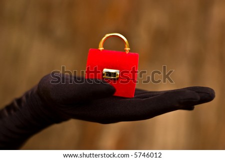 Hand in glove holding a jewel box