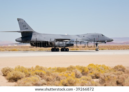 EDWARDS AFB, CA - OCT 17: Rockwell B-1 Lancer supersonic bomber taxiing to the runway at Flight Test Nation 2009, October 17, 2009, Edwards Air Force Base, CA