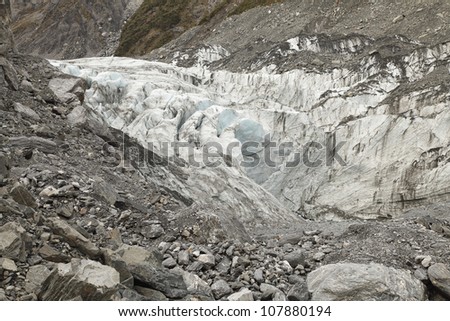 Shrunk of Fox Glacier in New Zealand from global warming
