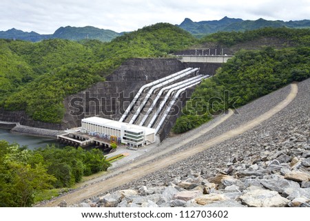 Hydroelectric power plant from the dam in Thailand