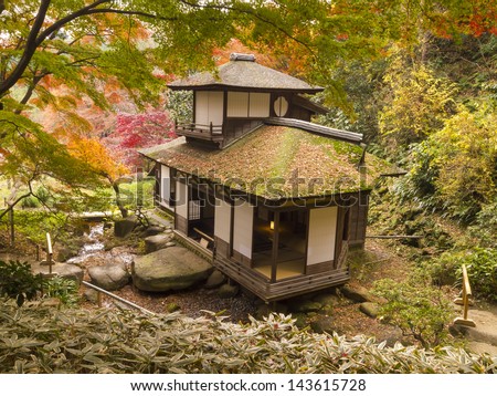 YOKOHAMA, JAPAN - DEC 7 : Choshukaku house in Sankeien garden on December 7, 2010. This house built in 1623 during Edo period with a unique architectural design, unlike any other in Japan.