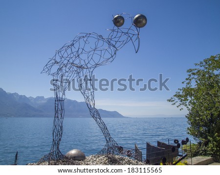 MONTREUX - JUNE 26: Modern Art Bird made of wire \
