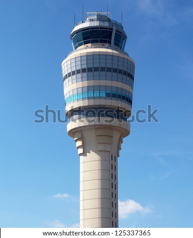 Atlanta, Georgia - August 27: Air Traffic Control Tower At Atlanta Hartsfield-Jackson Airport On August 27, 2012. It Has Been The World\'S Busiest Airport By Since 1998.