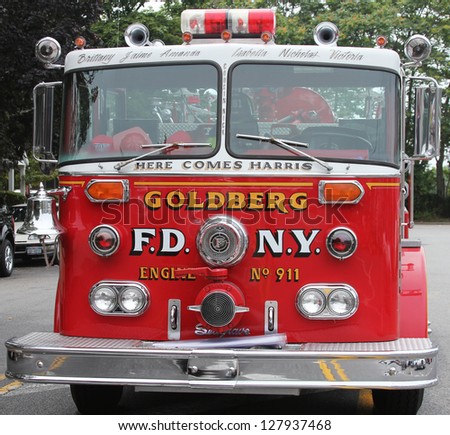 BROOKLYN, NEW YORK - JULY 15:Fire truck on display at the Mill Basin car show held on July 15, 2012 in Brooklyn, New York