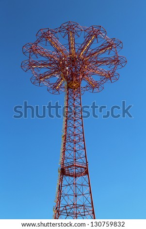 BROOKLYN, NEW YORK - MARCH 5: Parachute jump tower  - famous Coney Island landmark in Brooklyn on March 5, 2013. It has been called the \