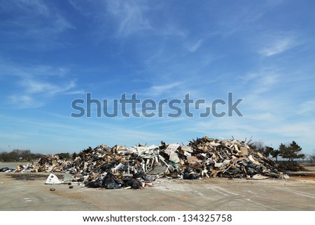 STATEN ISLAND, NY - APRIL 4: Piles of debris were not removed more than 5 months after Hurricane Sandy in Midland Beach, Staten Island on April 4, 2013
