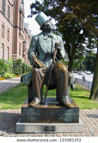 COPENHAGEN, DENMARK - AUGUST 3: Hans Christian Andersen statue in Copenhagen on August 3, 2005. He was a Danish author and poet  best remembered for his fairy tales