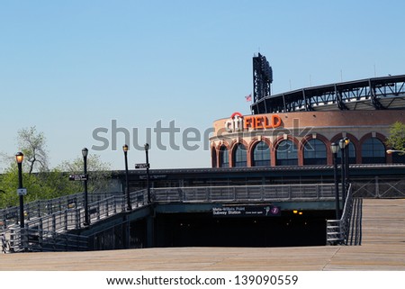 FLUSHING, NY - MAY 2: Citi Field, home of major league baseball team the New York Mets and Line 7 Subway entrance on May 2, 2013 in Flushing, NY.