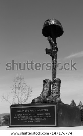 CITY OF NAPA, CALIFORNIA- MARCH 24: Monument on honor of fallen soldiers lost their life in Iraq and Afghanistan in Veterans Memorial Park, City of Napa on March 24, 2013