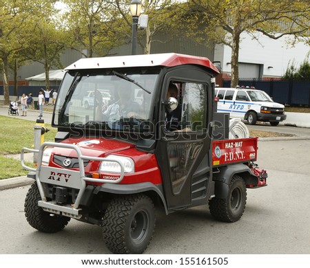 FLUSHING, NY- SEPTEMBER 1: FDNY Haz-Mat Kubota RTV Utility Vehicle near National Tennis Center on September 1, 2013 in Flushing. FDNY is the largest combined Fire and EMS provider in the world