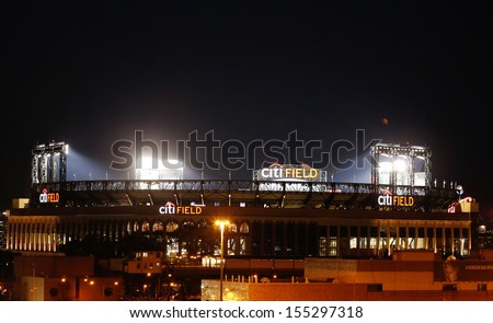 FLUSHING, NY - SEPTEMBER 9: Citi Field, home of major league baseball team the New York Mets at night on September 9, 2013 in Flushing, NY