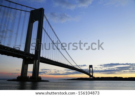NEW YORK CITY - SEPTEMBER 28:Verrazano Bridge in New York on September 28, 2013.The Verrazano Bridge is a double-decked suspension bridge that connects the boroughs of Staten Island and Brooklyn
