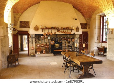 POMMARD, FRANCE - OCTOBER 6 The Ancient Kitchen at Chateau de Pommard winery on October 6, 2013  Chateau de Pommard is a 18th century castle famous for winery with 20 hectares vineyard and art gallery