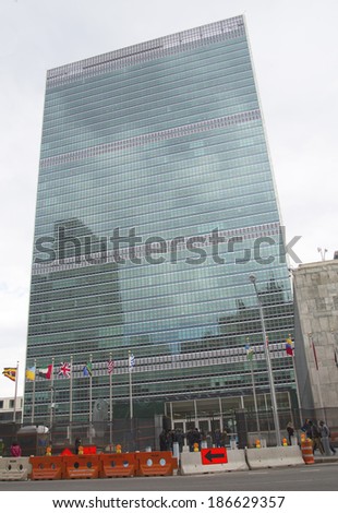 NEW YORK CITY - MARCH 20:The United Nations building in Manhattan on March 20, 2014 in New York. The complex has served as the official headquarters of the United Nations since its completion in 1952