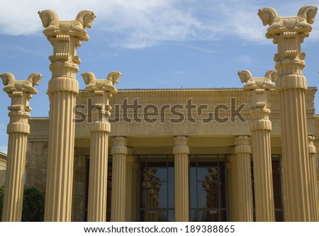 NAPA VALLEY, CA - APRIL 16: Architectural detail at Darioush Winery in Napa Valley on April 16, 2014. Darioush winery, the first in America to combine architecture, design and Persian culture