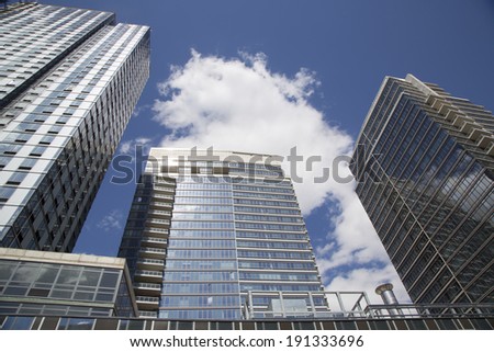 BROOKLYN, NEW YORK - MAY 1: Modern condominium buildings in Williamsburg neighborhood of Brooklyn on May 1, 2014