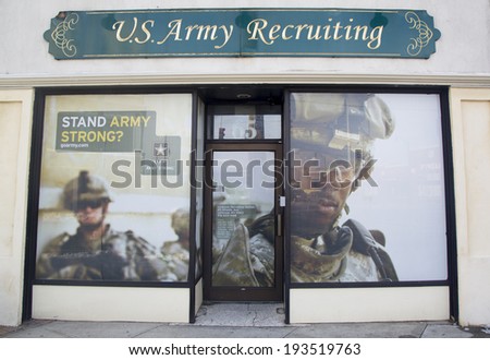 LYNBROOK, NY - FEBRUARY 6: U.S. Army Recruiting Station in Lynbrook on February 6, 2014. it has mission is to recruit the enlisted, non commissioned and officer candidates for service in the US Army