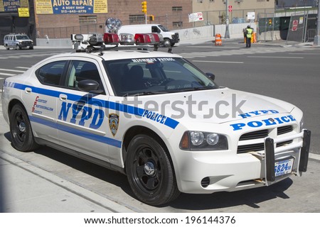 NEW YORK - APRIL 24: NYPD highway patrol car in Manhattan on April 24, 2014. The New York Police Department, established in 1845, is the largest police force in USA