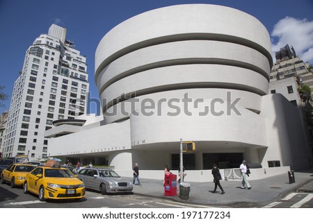 NEW YORK - JUNE 5: The Solomon R. Guggenheim Museum of modern and contemporary art in Manhattan on June 5, 2014. Designed by Frank Lloyd Wright museum opened on October 21,1959
