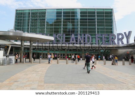 NEW YORK - JUNE 24; The Staten Island Ferry Whitehall Terminal in Manhattan on June 24, 2014