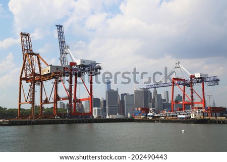 NEW YORK - JULY 1: Red Hook Container Terminal in Brooklyn on July 1, 2014. It is the only terminal in New York situated East of the Hudson River
