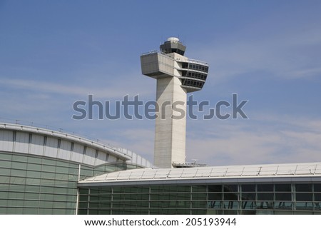NEW YORK- JULY 10: Air Traffic Control Tower at John F Kennedy International Airport on July 10, 2014. Over sixty airlines operate out of JFK with direct flights to all six inhabited continents