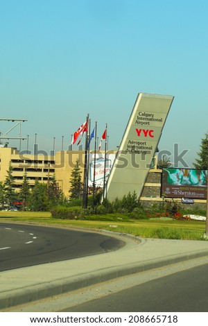 CALGARY, CANADA - JULY 30: Entrance at Calgary International Airport on July 30, 2014. The airport offers non-stop flights to major cities in Canada, USA, Mexico, the Caribbean, Europe and East Asia