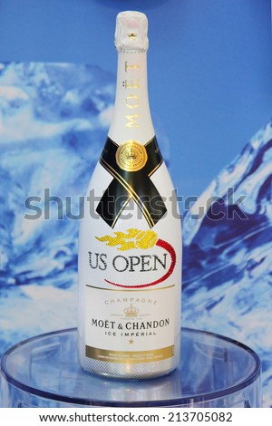 NEW YORK - AUGUST 25:Moet and Chandon champagne presented at the National Tennis Center during US Open 2014 on August 25,2014 in New York. Moet and Chandon is the official champagne of the US Open