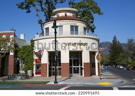 YOUNTVILLE, CA - APRIL 13: Wells Fargo Bank in Yountville on April 13, 2014. Wells Fargo is an American banking and financial services holding company with  headquarter in San Francisco, CA