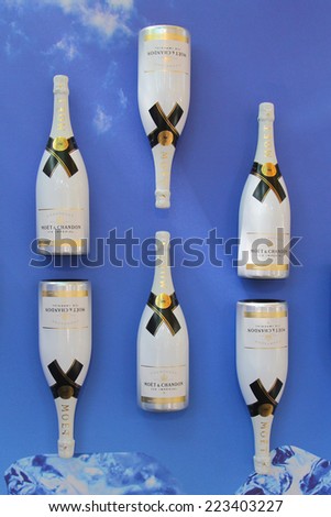 NEW YORK - AUGUST 25:Moet and Chandon champagne presented at the National Tennis Center during US Open 2014 on August 25,2014 in New York. Moet and Chandon is the official champagne of the US Open