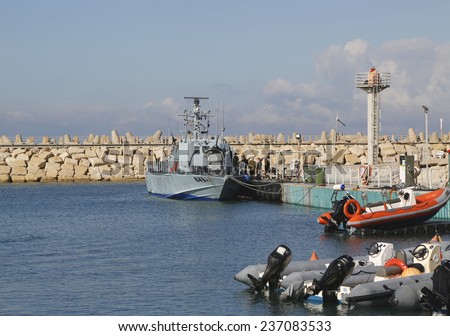 HERZLIYA, ISRAEL - NOVEMBER 25: Israel Navy Patrol Boat Super Dvora Mk III in Herzliya Marina on November 25, 2014