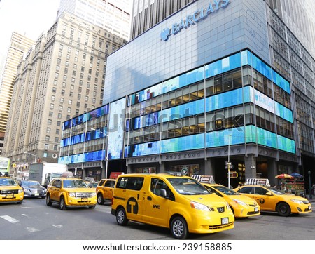 NEW YORK - DECEMBER 18 New York City Taxis on December 18, 2014. New York City has around 6,000 hybrid taxis, representing almost 45 percent of the taxis in service, the most in any city in America