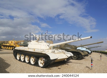 LATRUN, ISRAEL - NOVEMBER 27: Russian made tank Tiran 4 or T-54C captured during Six Day War and commissioned by IDF on display at Yad La-Shiryon Armored Corps Museum at Latrun on November 27, 2014