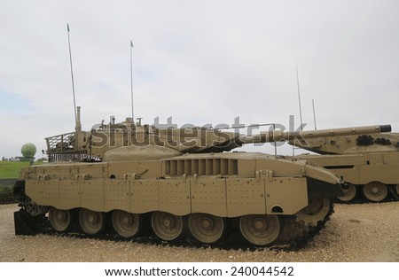 LATRUN, ISRAEL - NOVEMBER 27: Israel made main battle tank Merkava Mark III on display at Yad La-Shiryon Armored Corps Museum at Latrun on November 27, 2014.