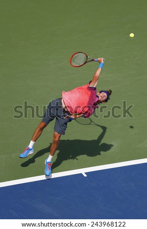 NEW YORK - SEPTEMBER 2, 2014: American boys junior player Jared Donaldson during second round match at US Open 2014 at National Tennis Center in New York