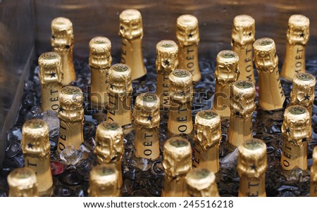 NEW YORK - AUGUST 30, 2014: Moet and Chandon champagne presented at the National Tennis Center during US Open 2014 in New York. Moet and Chandon is the official champagne of the US Open