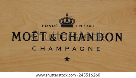 NEW YORK - AUGUST 21, 2014: Moet and Chandon champagne presented at the National Tennis Center during US Open 2014 in New York. Moet and Chandon is the official champagne of the US Open